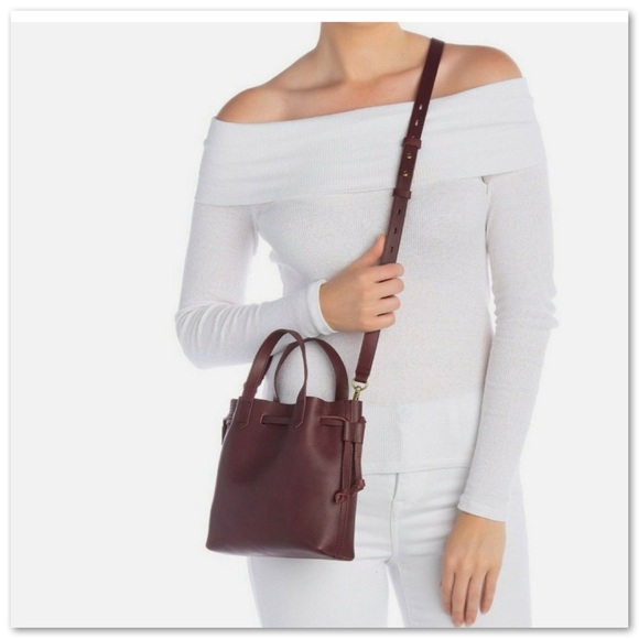 Madewell Blue Leather Crossbody Drawstring Bucket Mini Transport Bag - Picture 7 of 11